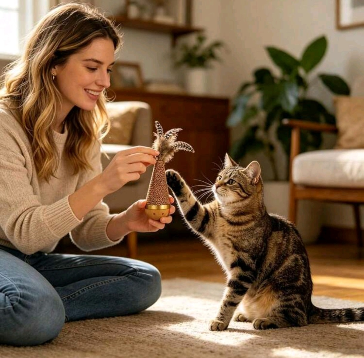 Kattenspeeltje wiebel met pluim - Afbeelding 2